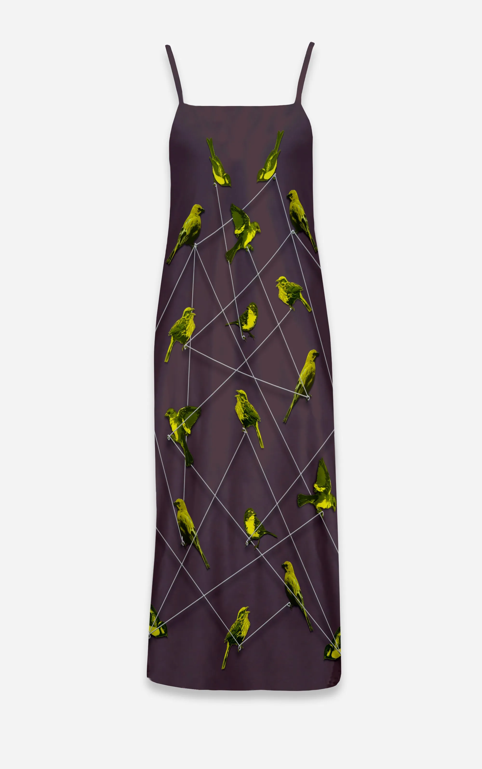 Make Me A Bird- 100% Silk Satin French Gothic V Neck Slip Dress in  Muted Eggplant Wine | Le Leanian™