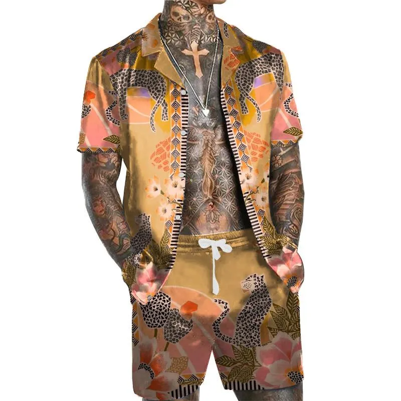Men's Hawaiian Casual Set Short Sleeve Shirt Set 31982893L