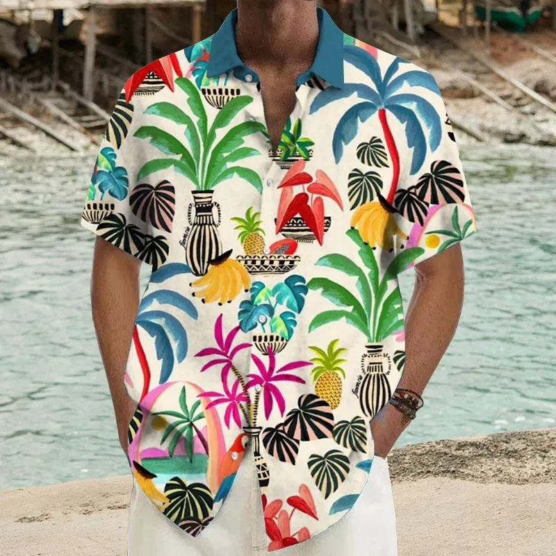 Men's Summer Holiday Trip Short-Sleeved Shirt 98533483YY