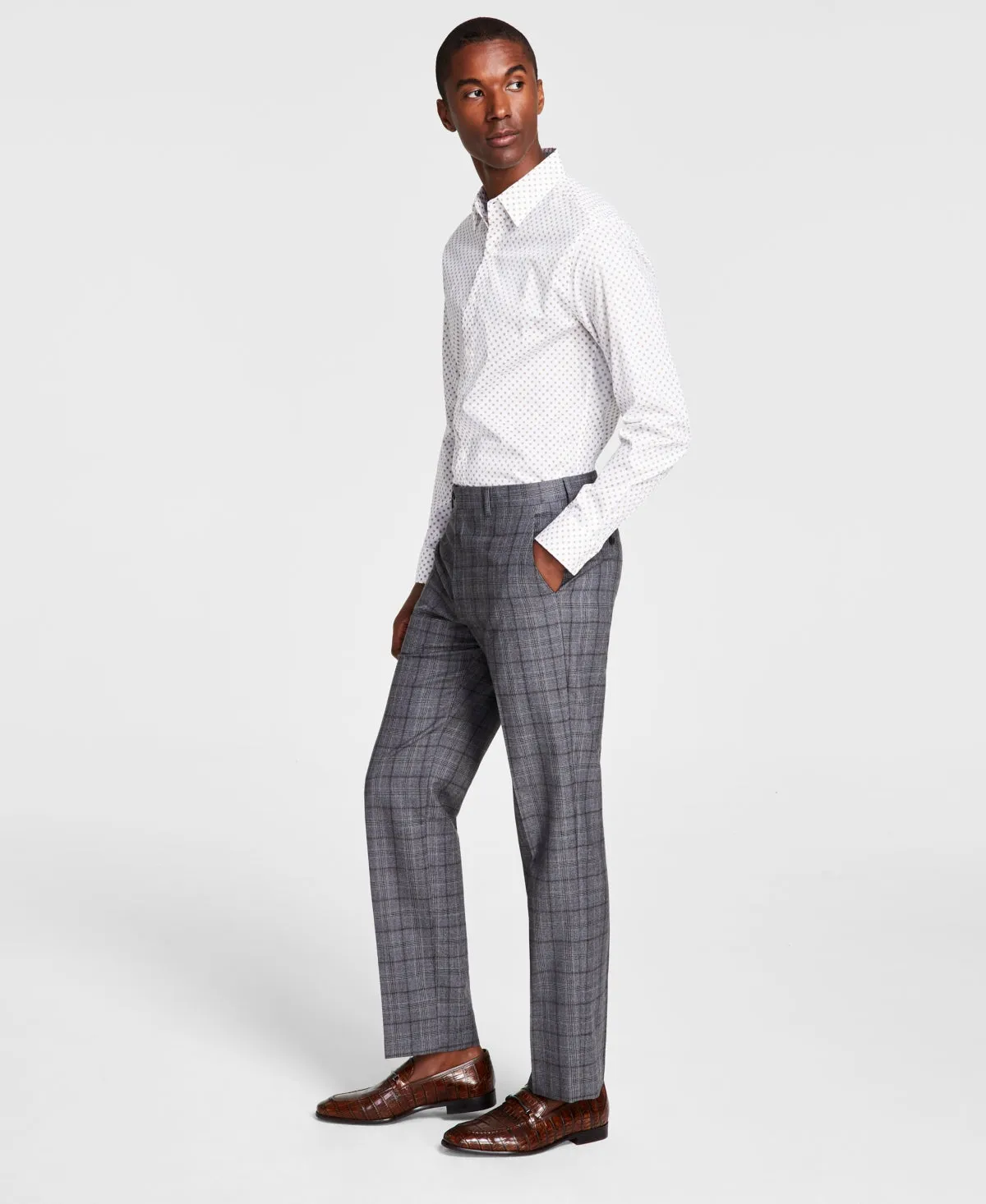Michael Kors Mens Classic fit Dress Pants 36 / 34 Grey Plaid
