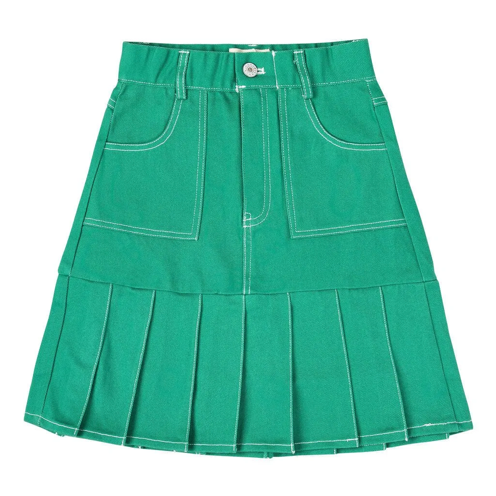 Mini Nod  Pleated Skirt Green