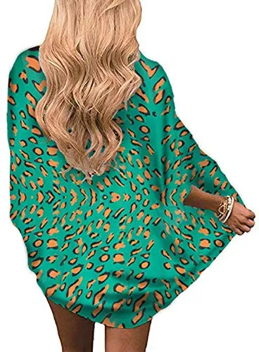Naivikid Women's 3/4 Sleeve Floral Print Kimono Sheer Chiffon Loose Cardigan S-3XXL