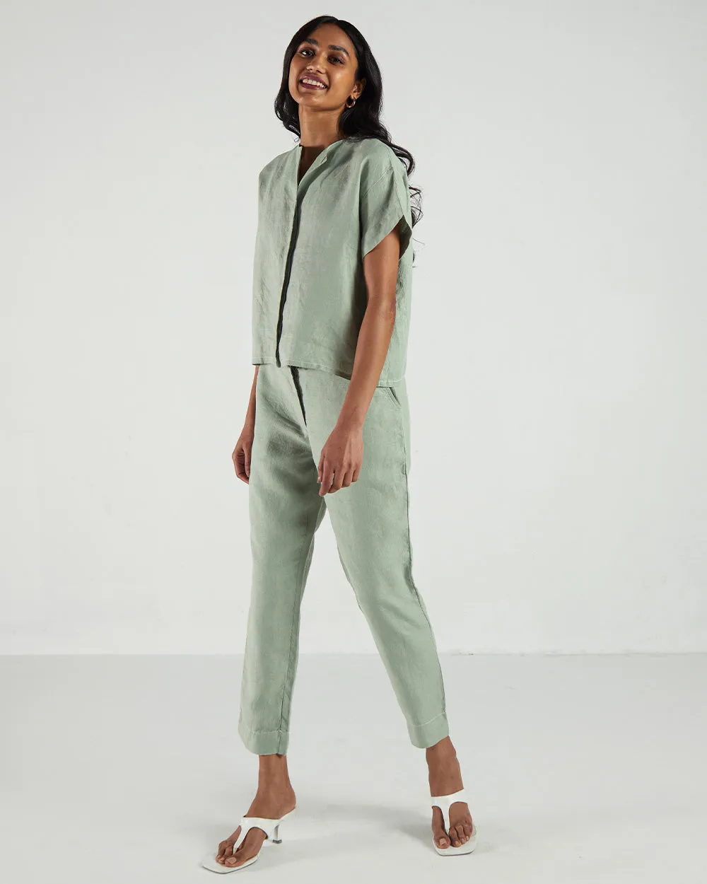 Olive High-Waist Pants