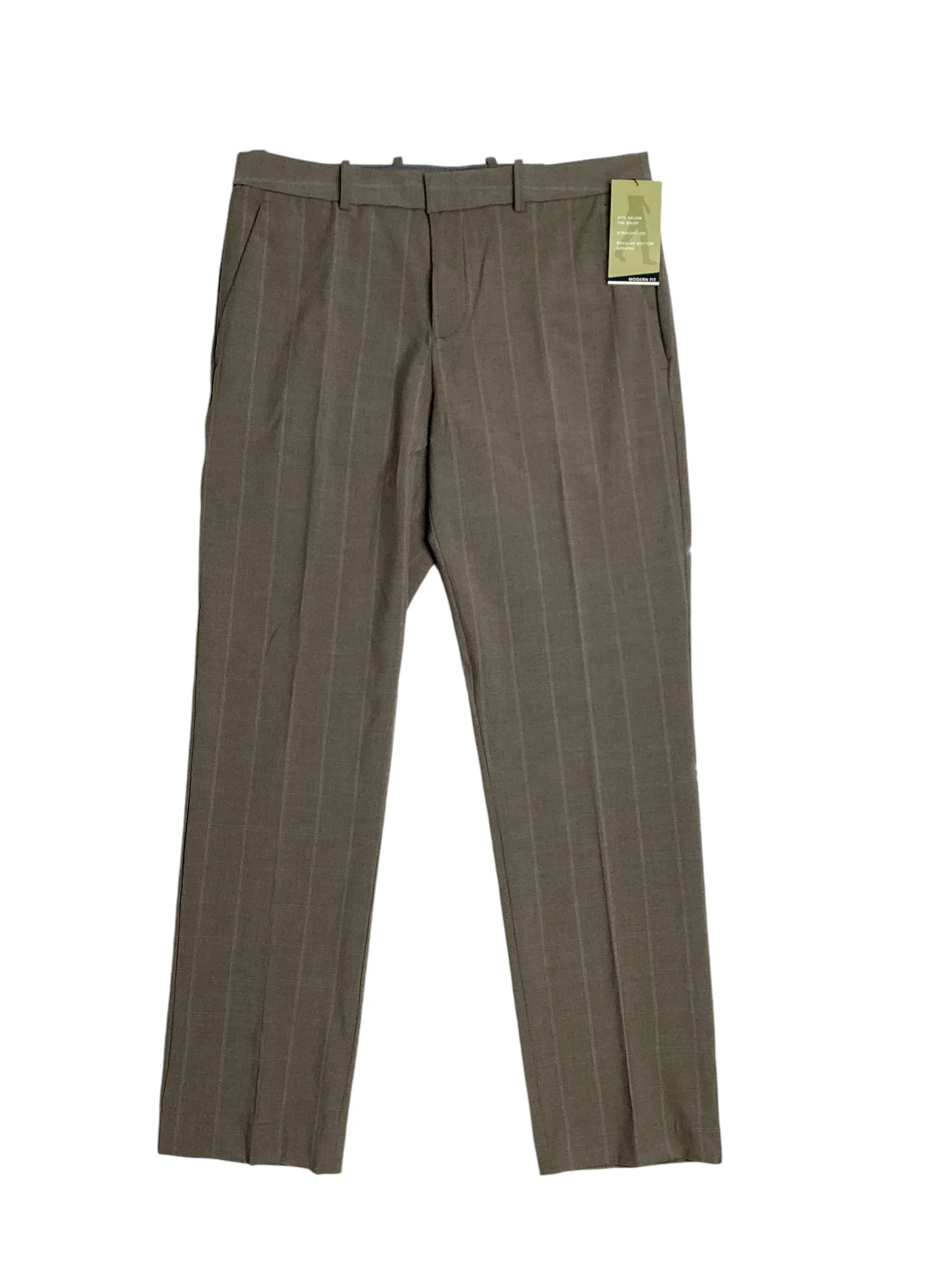 Perry Ellis Portfolio Mens Modern Fit Resolution Pants Dark Beige 40 x 32