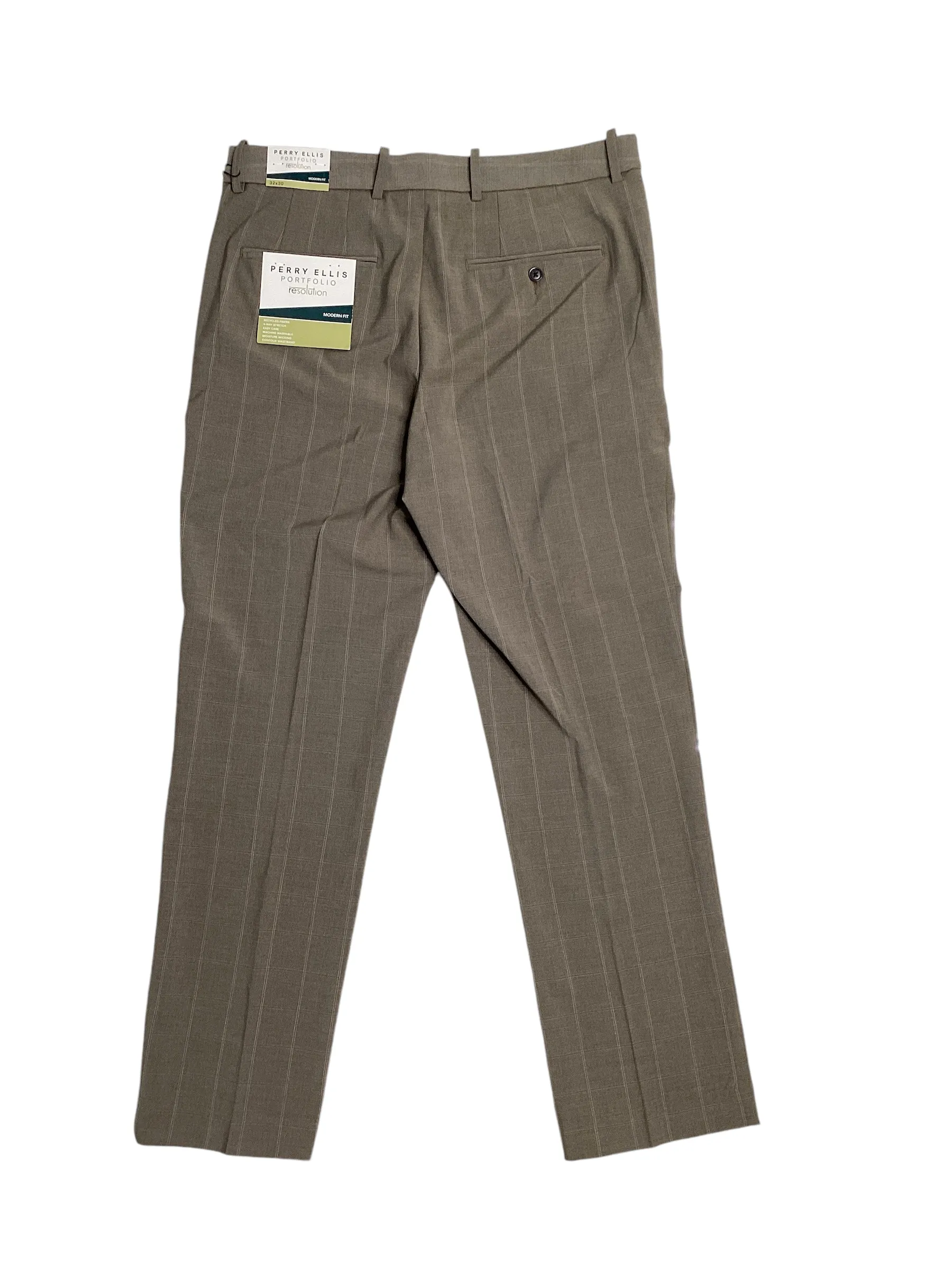 Perry Ellis Portfolio Mens Modern Fit Resolution Pants Dark Beige 40 x 32