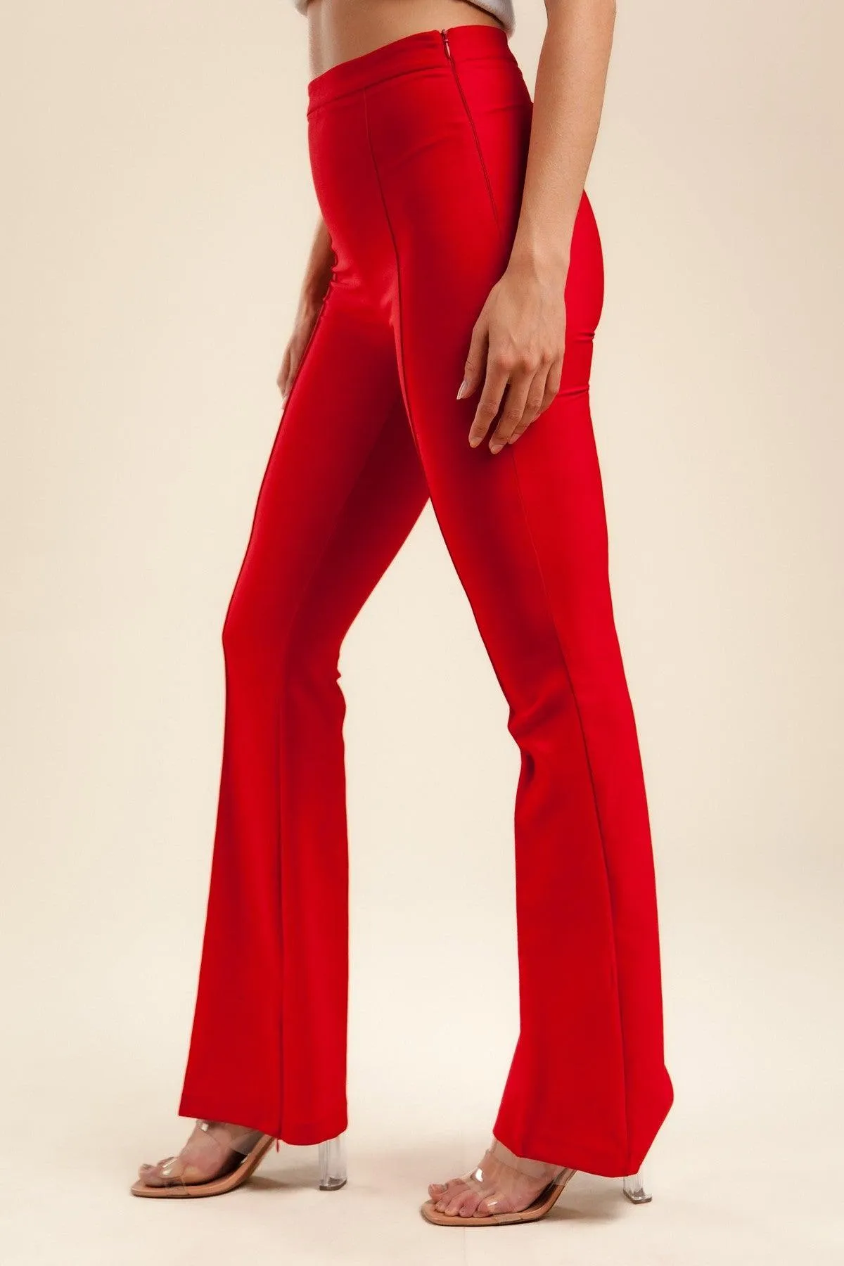 pintuck bootcut high waist pants