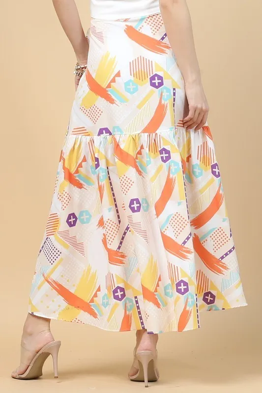 Print Wrap Maxi Skirt