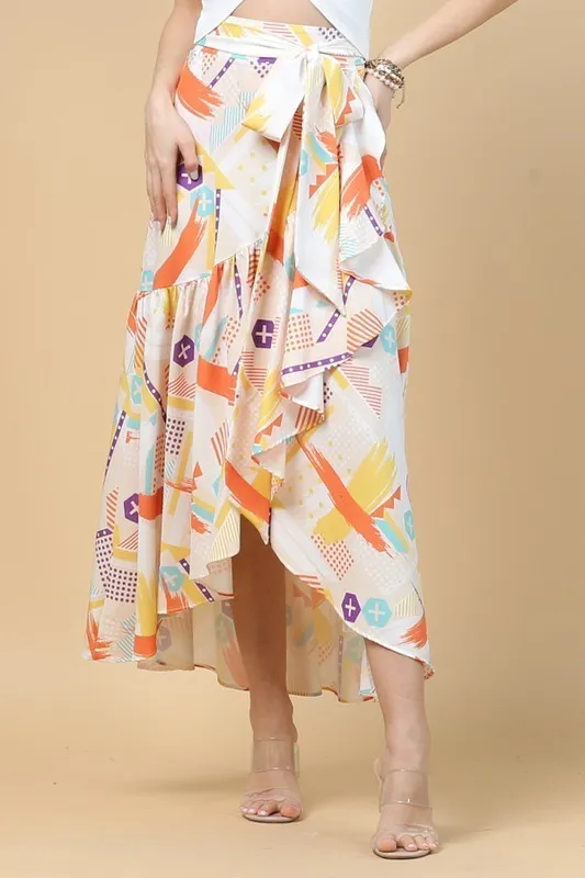 Print Wrap Maxi Skirt