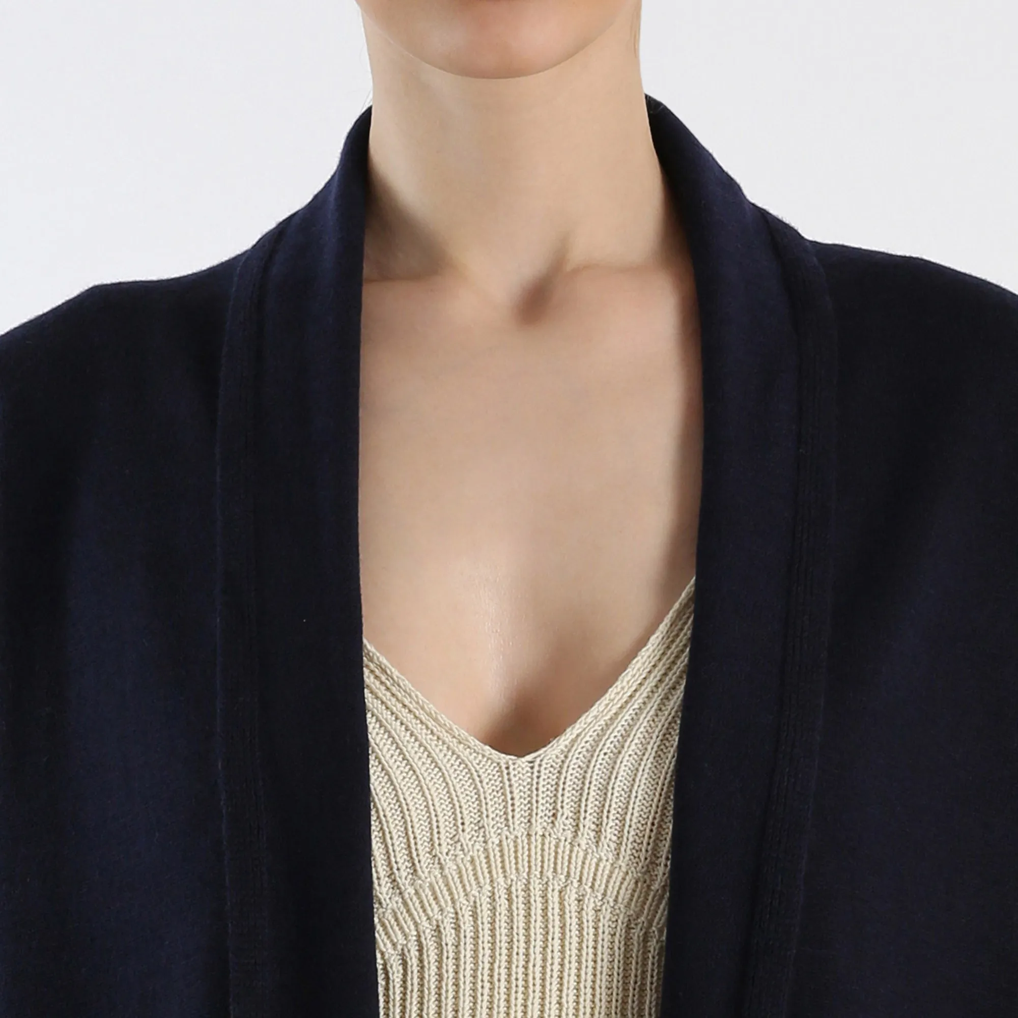 Pure Cashmere Draped Cardigan - Navy