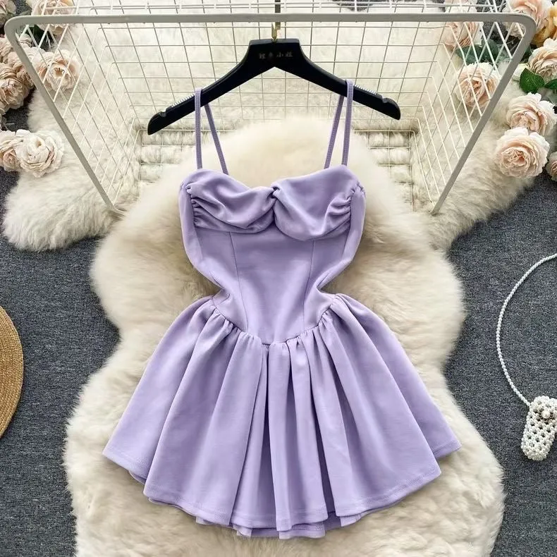"Dopamine Milk Sweet Pure Desire Style Strap Dress for Women, Summer Waist-Cinching Design, High-End Unique Fairy Dress"