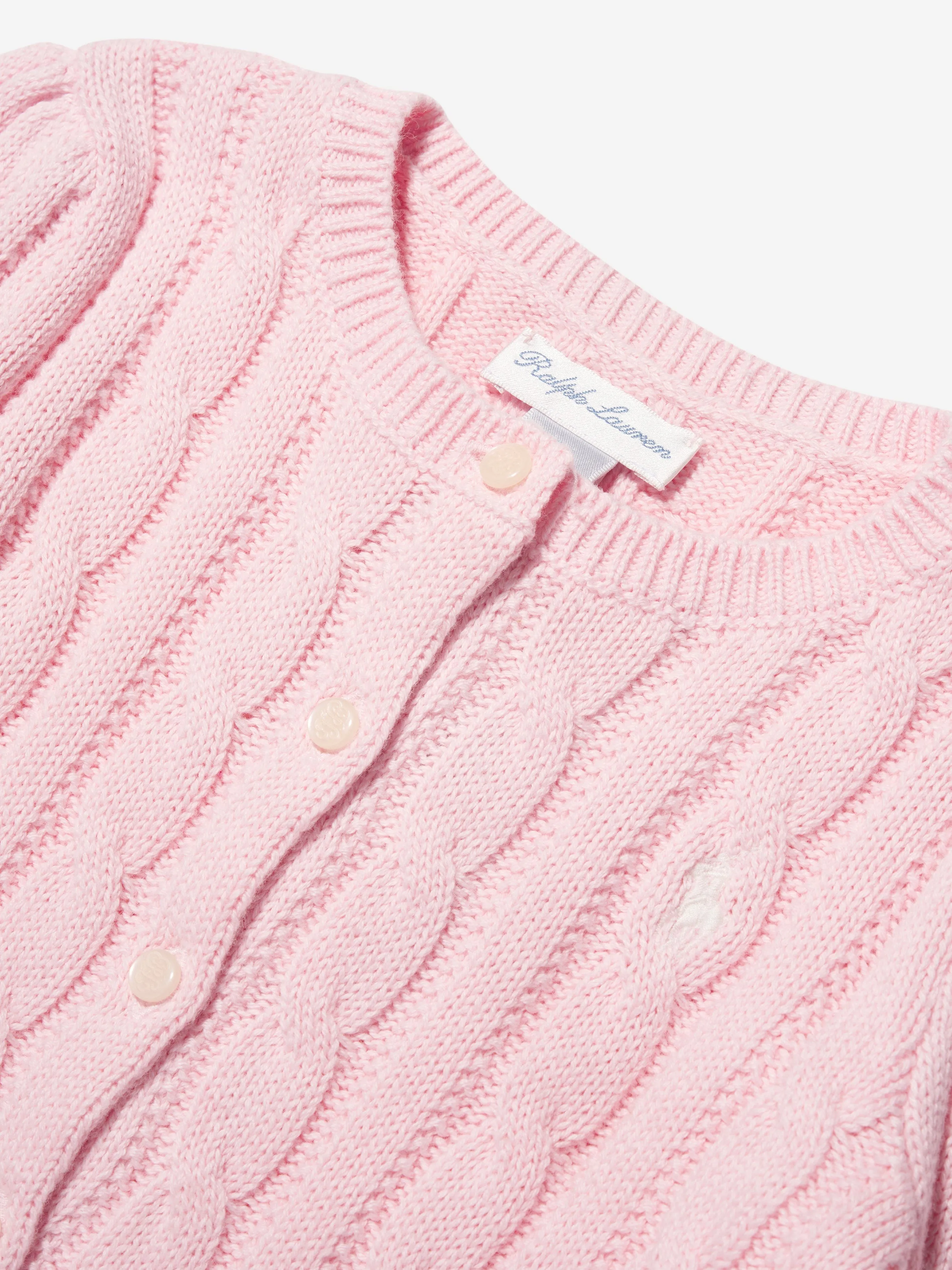 Ralph Lauren Baby Girls Peplum Cardigan in Pink