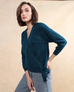 Rareism Women Minjin Dark Teal Relaxed Fit Plain Cardigan