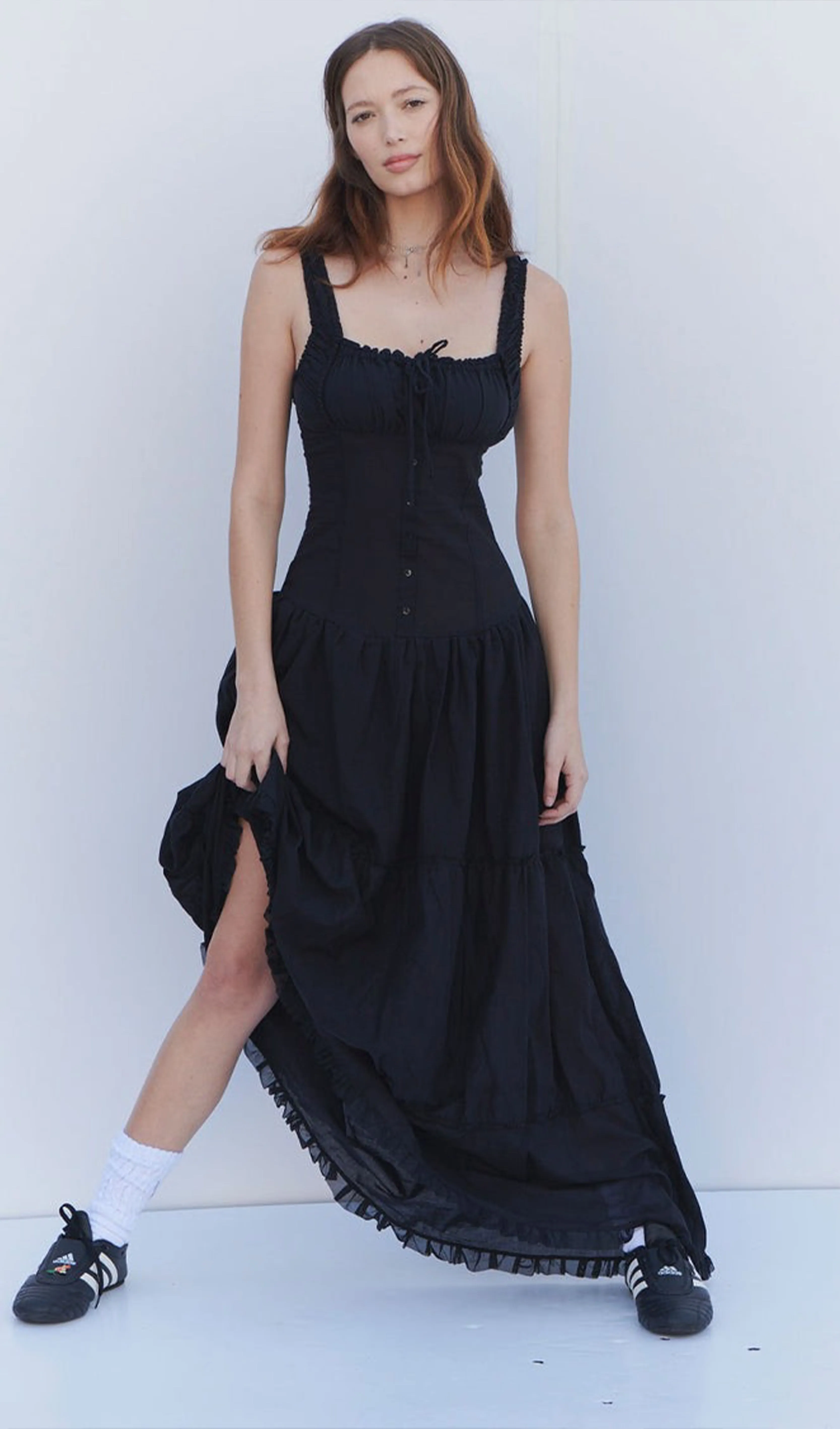 Ruffle Maxi Slip Dress