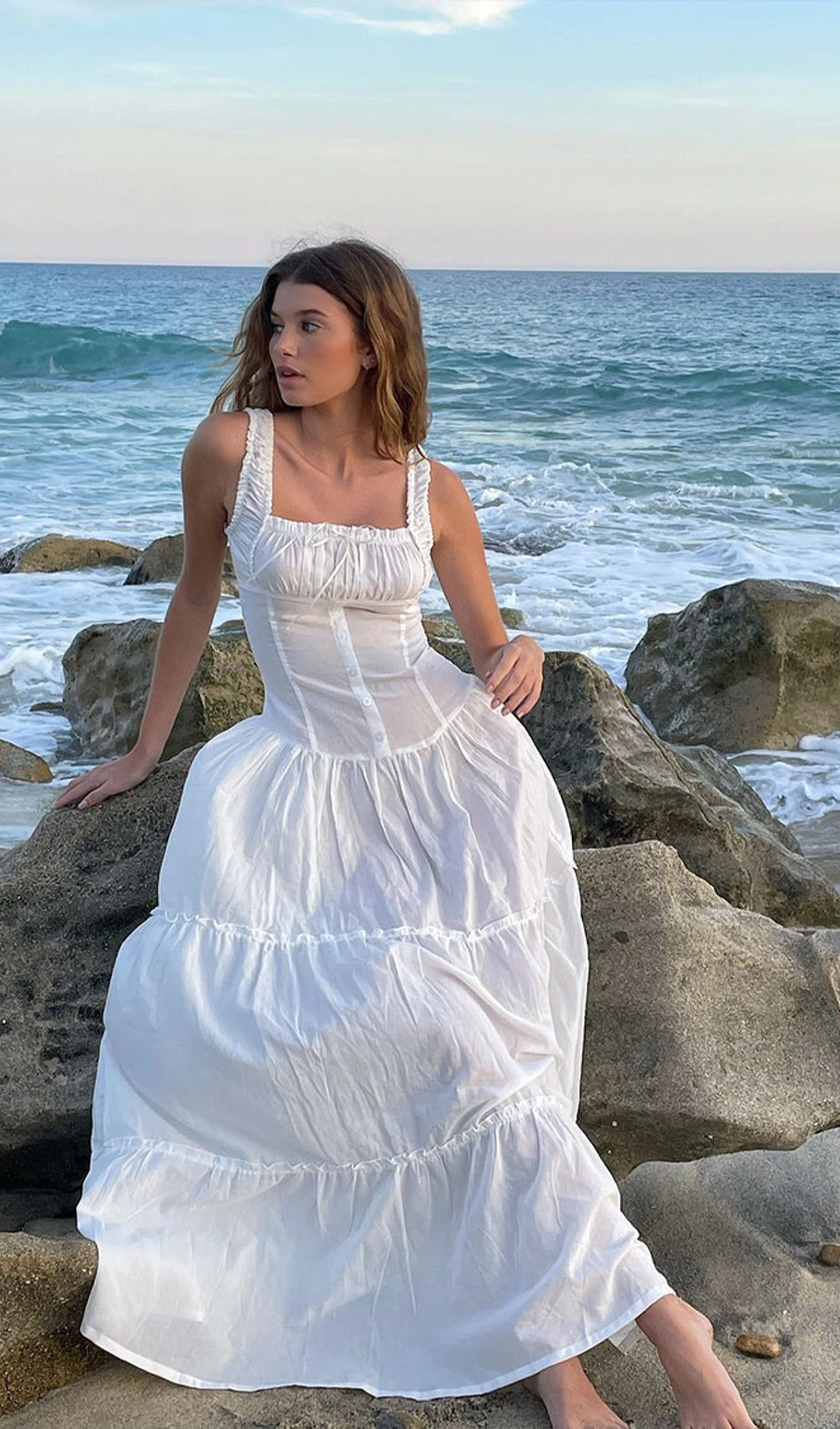 Ruffle Maxi Slip Dress