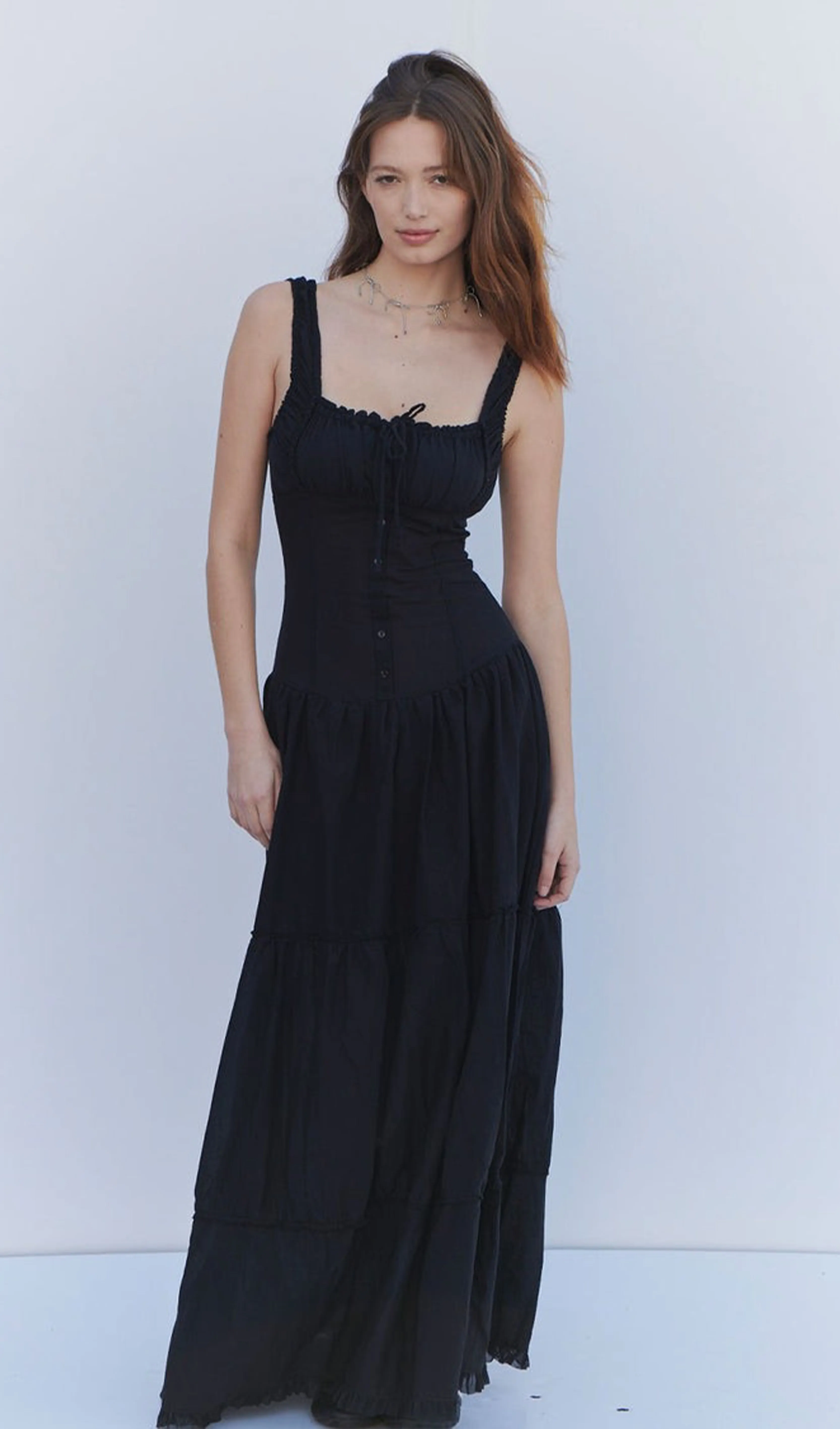 Ruffle Maxi Slip Dress