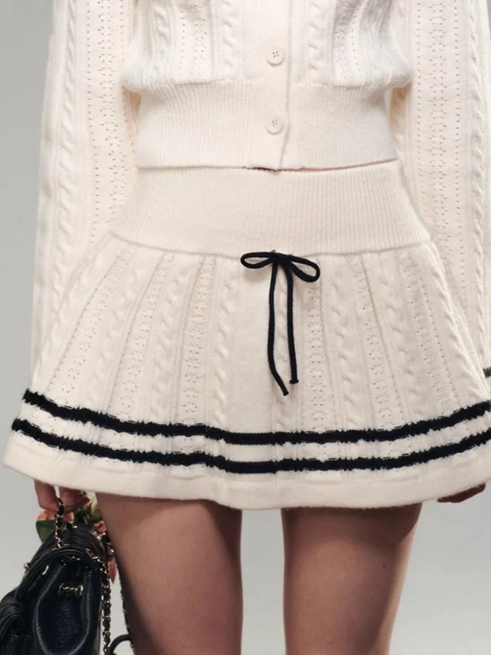 Sailor Doll Collar Knit Cardigan & Skirt Set