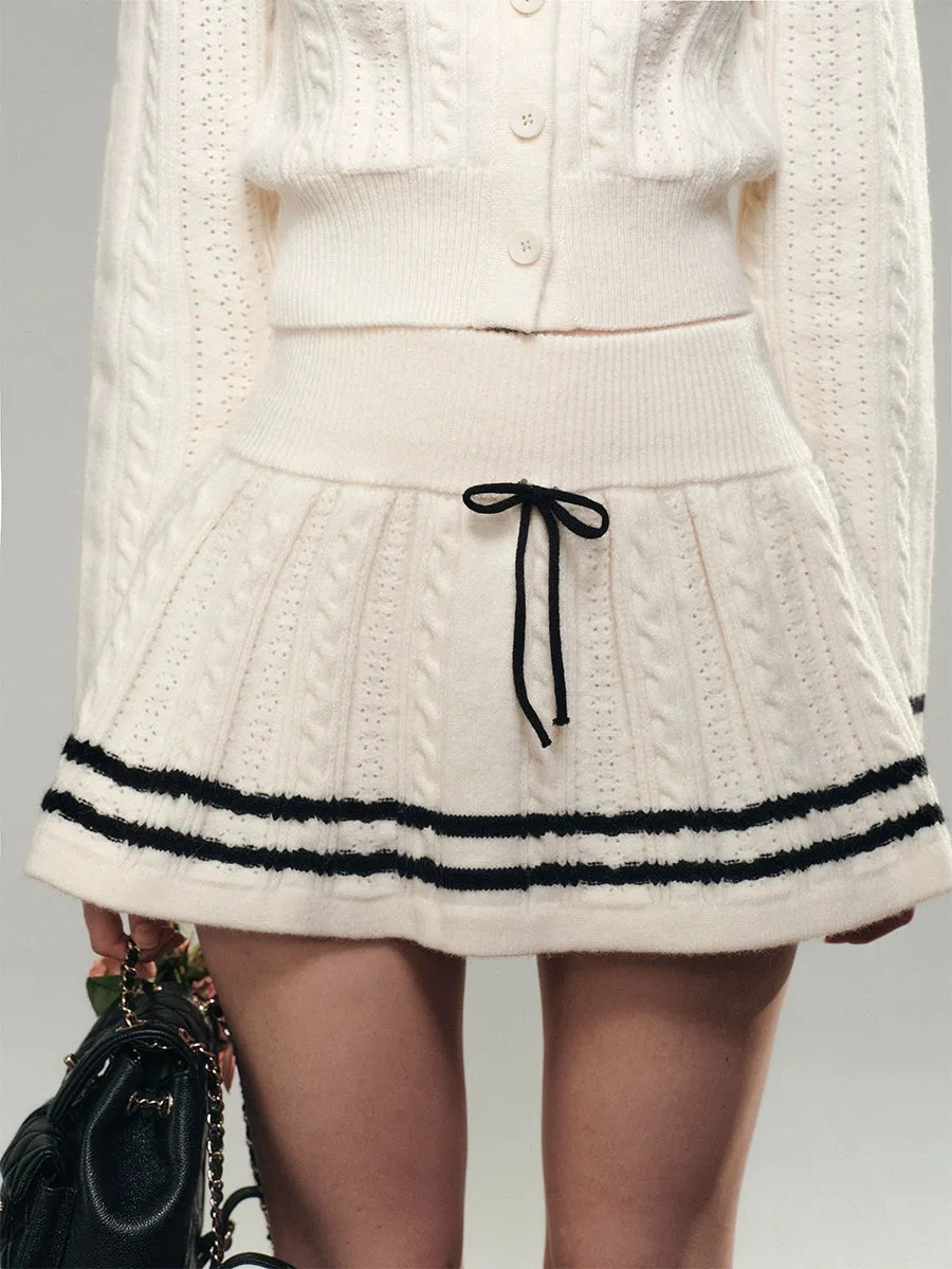 Sailor Doll Collar Knit Cardigan & Skirt Set