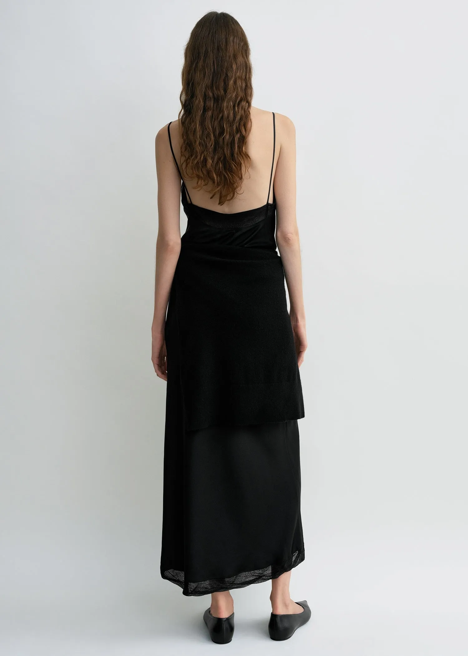 Satin slip dress black petite