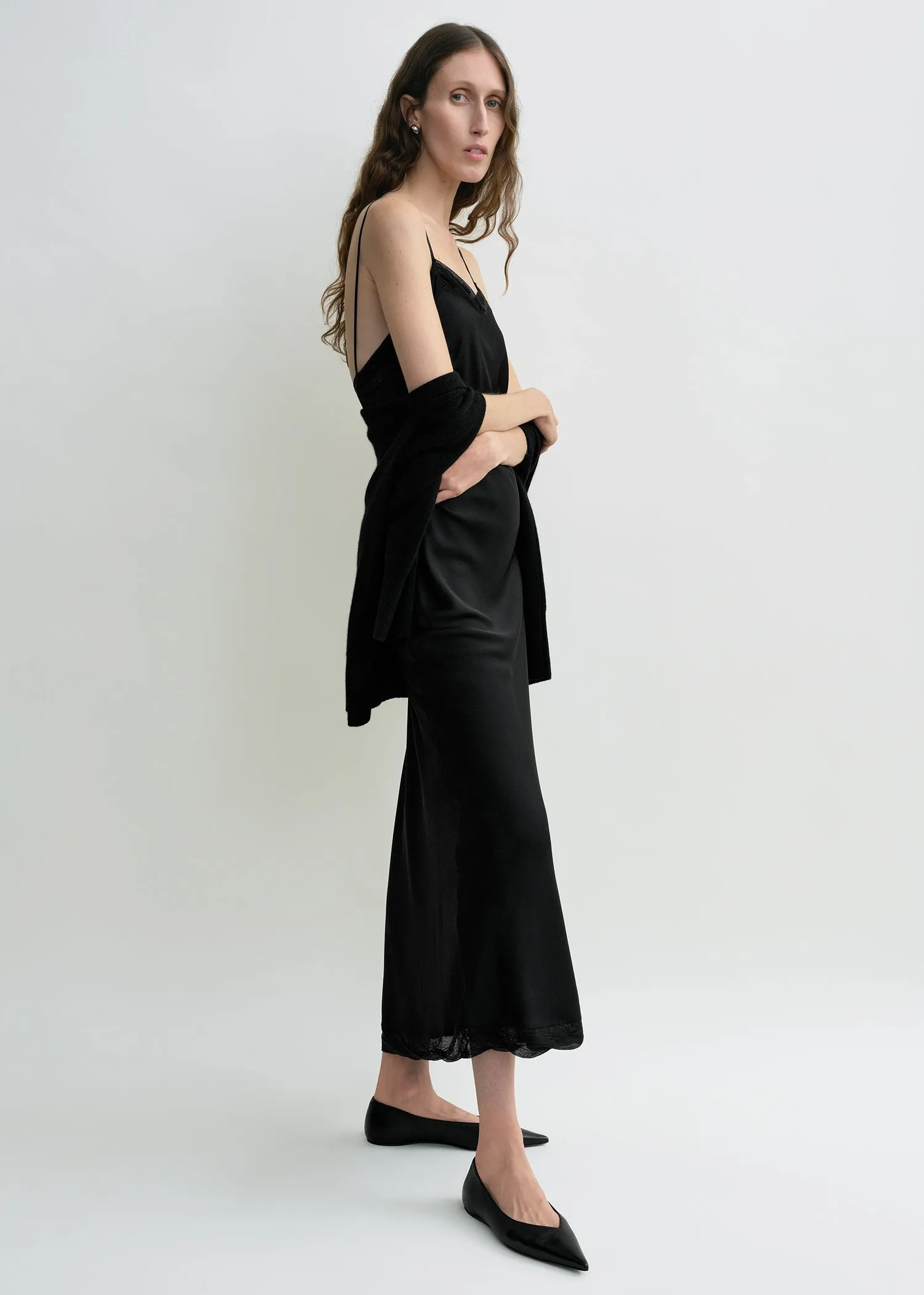 Satin slip dress black petite
