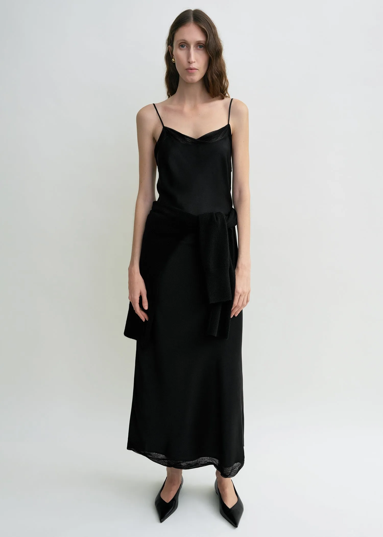 Satin slip dress black petite