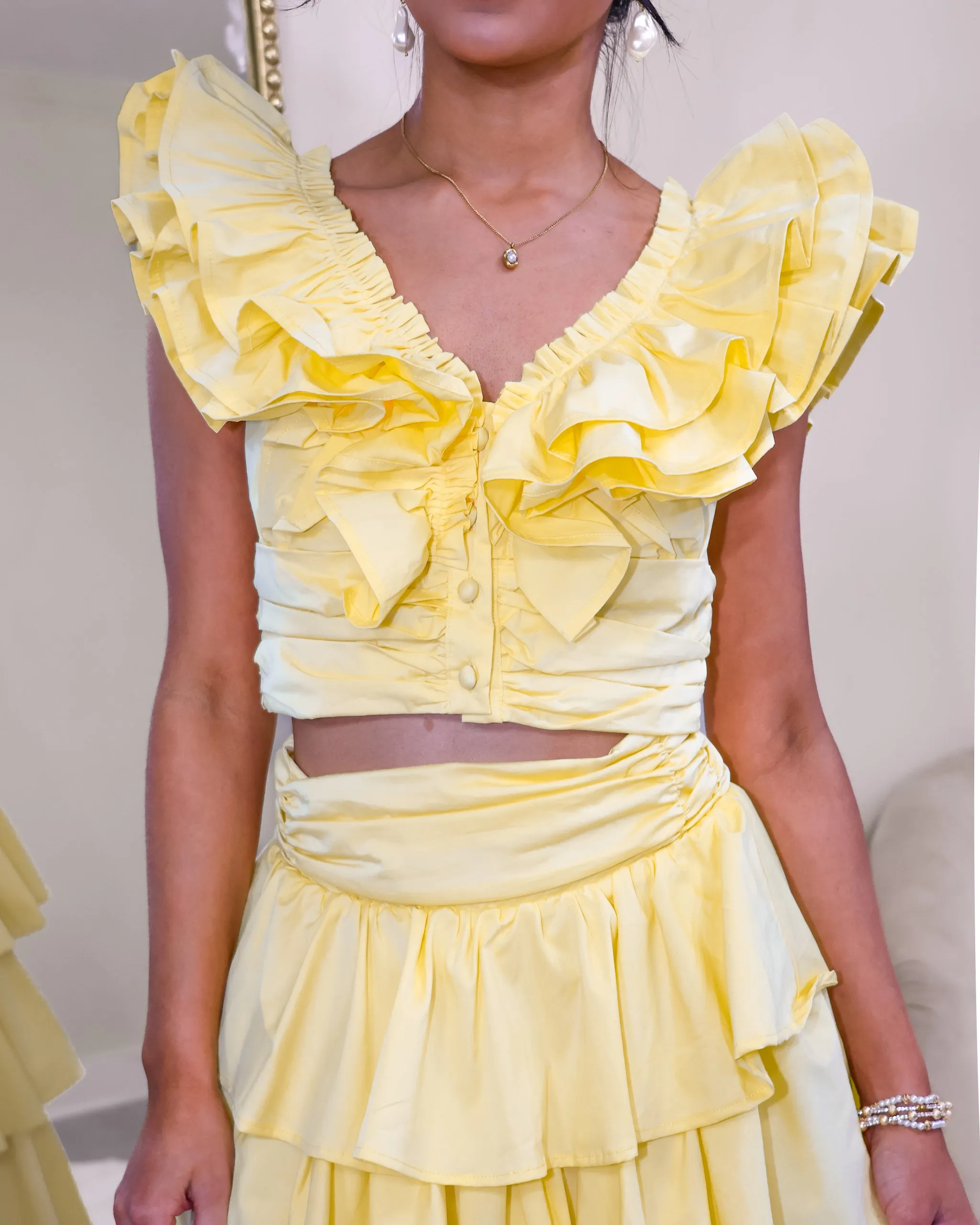Sunflower Dreams Tiered Ruffle Maxi Skirt Set
