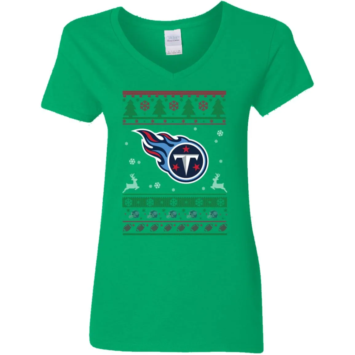 Tennessee Titans Logo Football Teams Ugly Christmas Sweater Women V-Neck T-Shirt