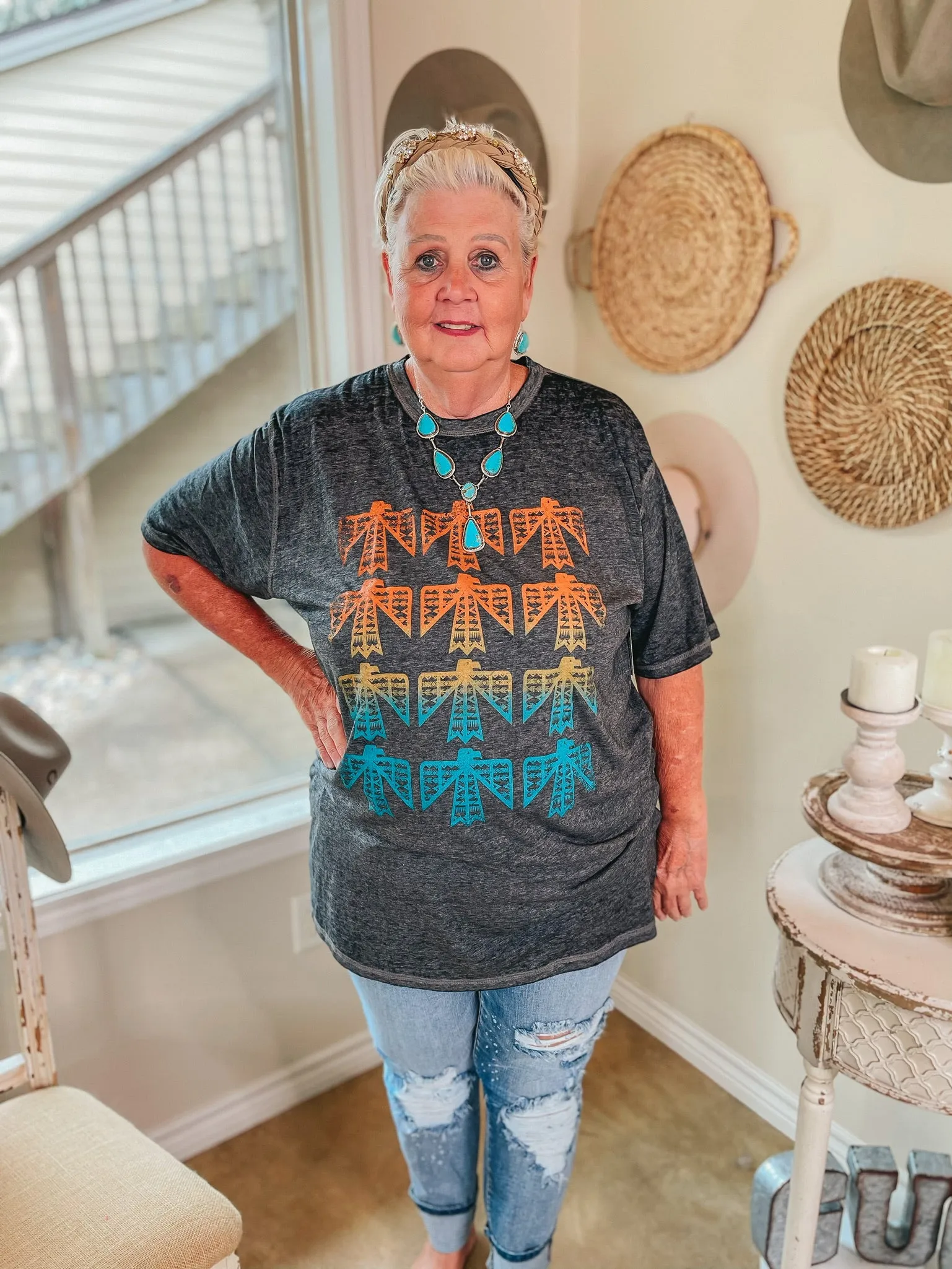The Winnebago Thunderbird Wave Short Sleeve Graphic Tee in Charcoal Grey