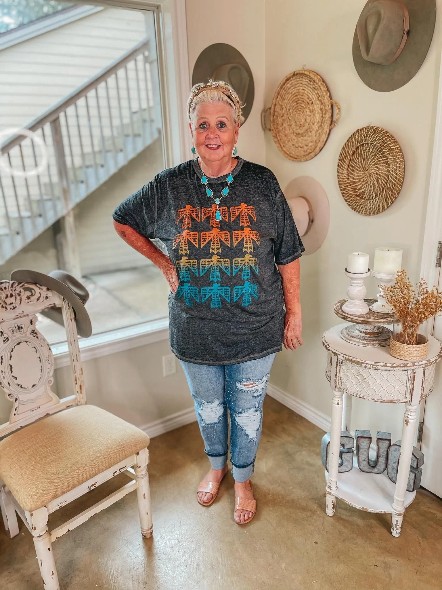 The Winnebago Thunderbird Wave Short Sleeve Graphic Tee in Charcoal Grey