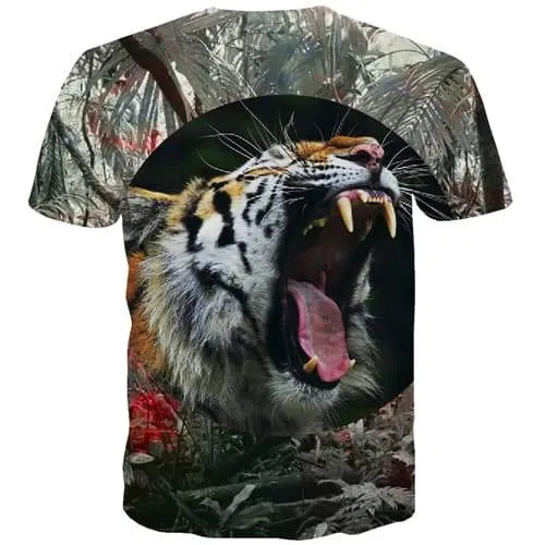 Tiger T-shirt Men Animal Tshirt Anime Ferocious Tshirt Printed Halloween T-shirts Graphic Harajuku Tshirts Casual Short Sleeve