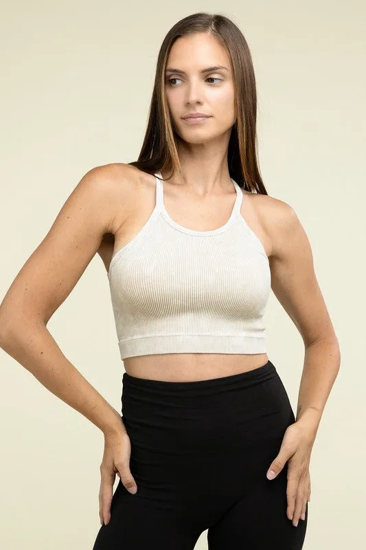 Washed Ribbed Seamless Cropped Cami Top - online exclusive