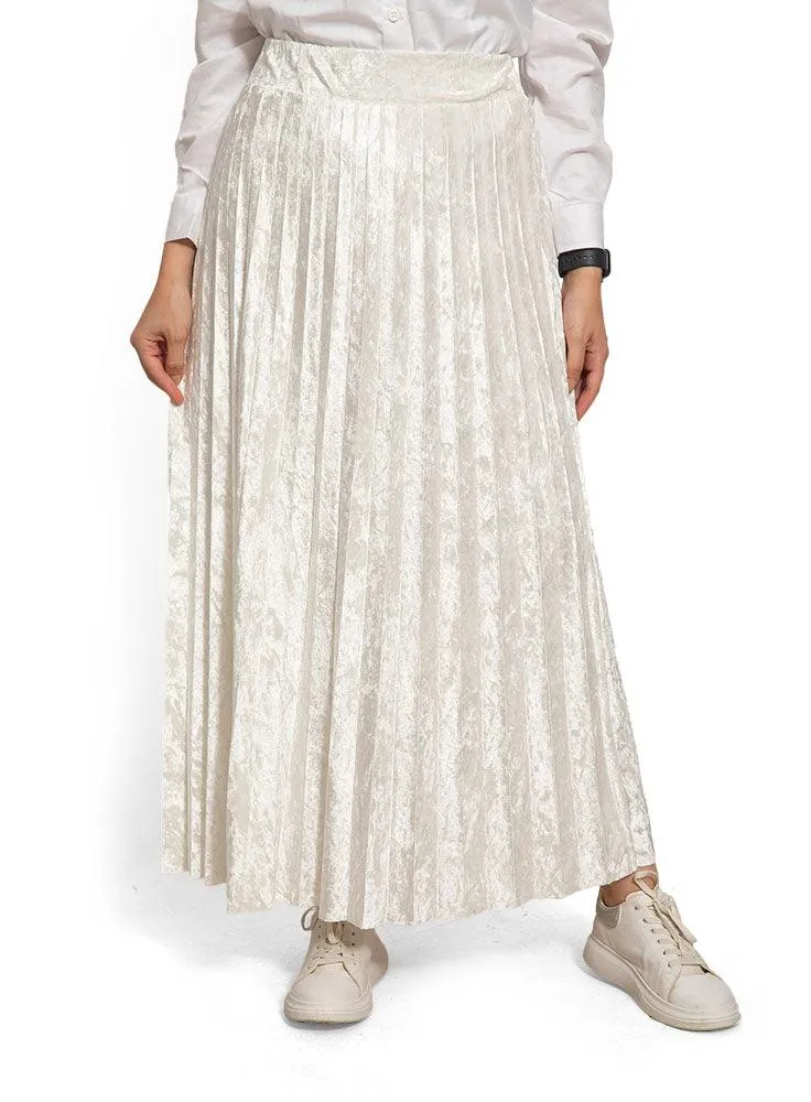White V-Pleated Skirt