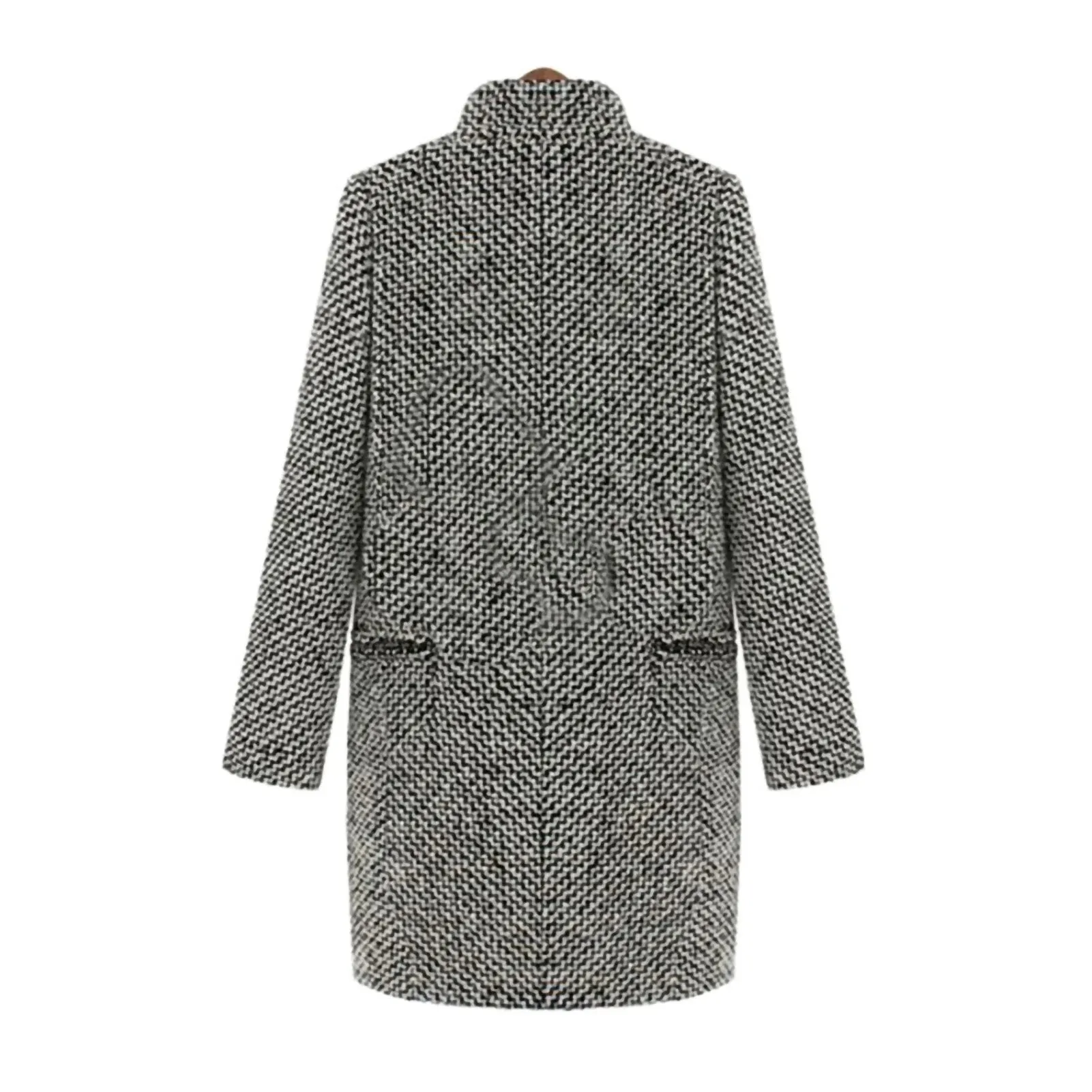Women's Long Woolen Coat - Casual Style with Single Button