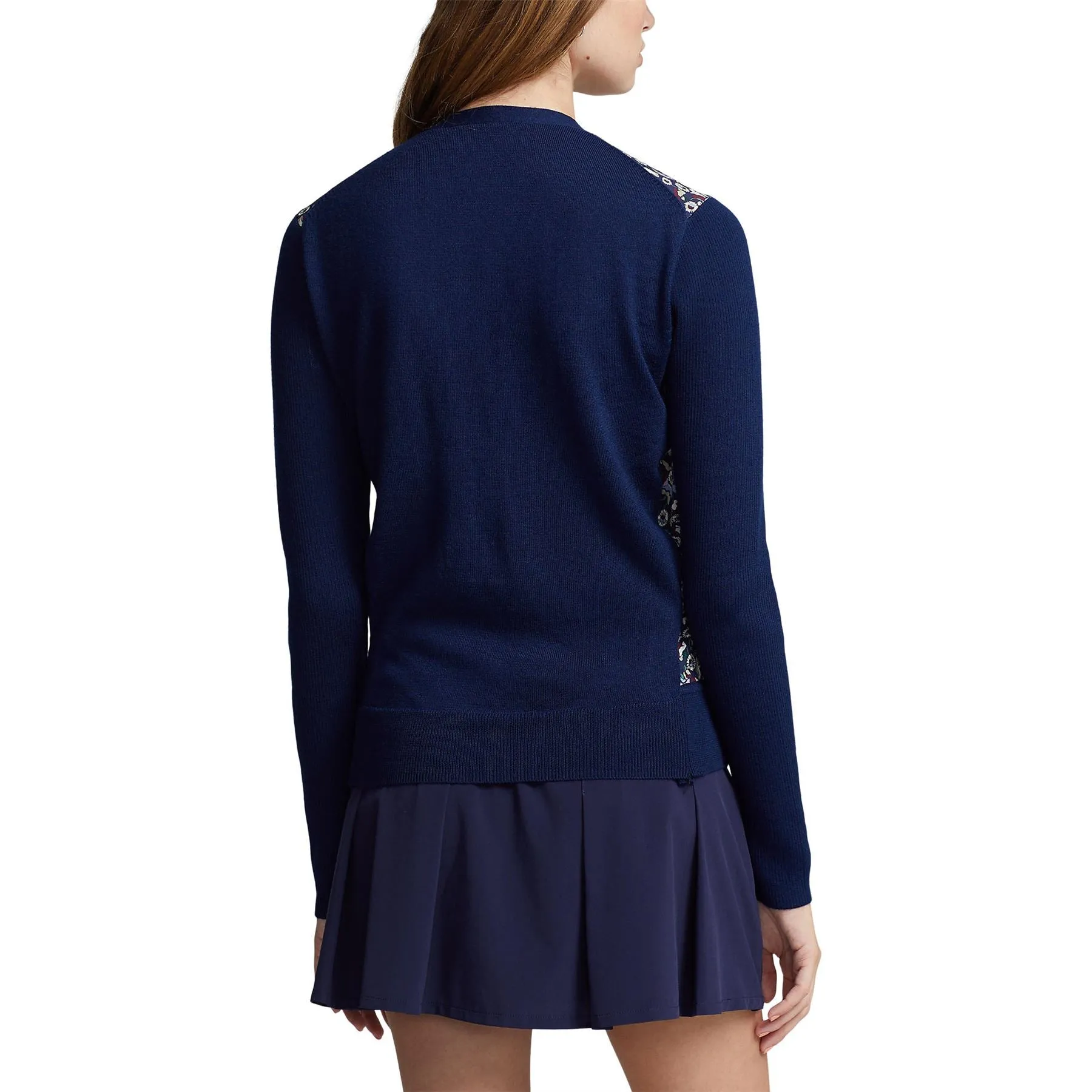 Womens V-Neck Cardigan Sweater Refined Navy Multi - AW23