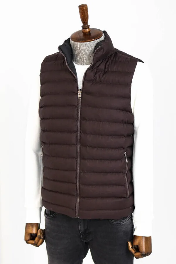 WSS Reversible Puffer Brown Men Down Vest  - Singen