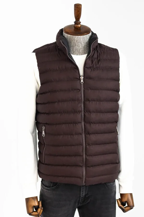 WSS Reversible Puffer Brown Men Down Vest  - Singen