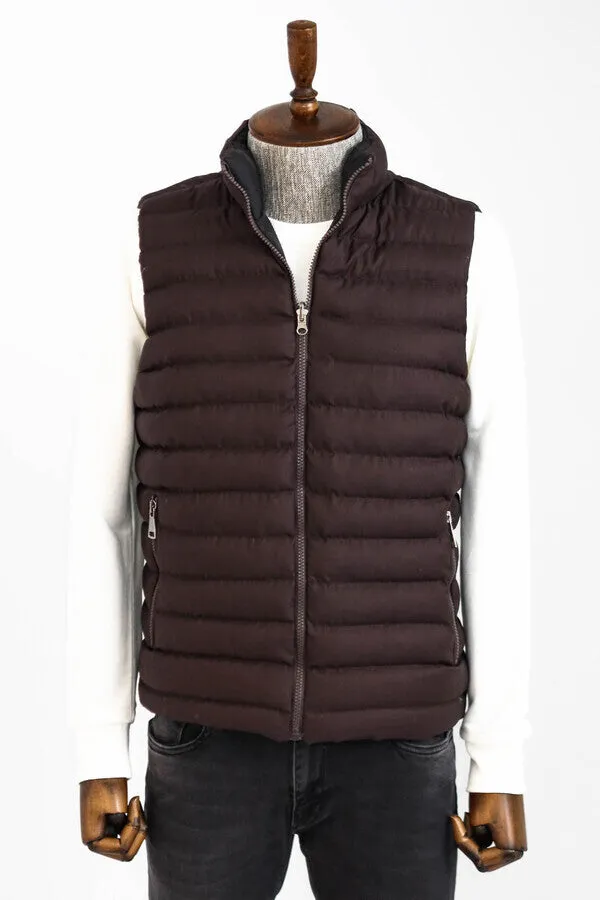WSS Reversible Puffer Brown Men Down Vest  - Singen