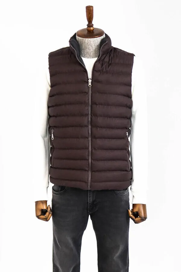 WSS Reversible Puffer Brown Men Down Vest  - Singen