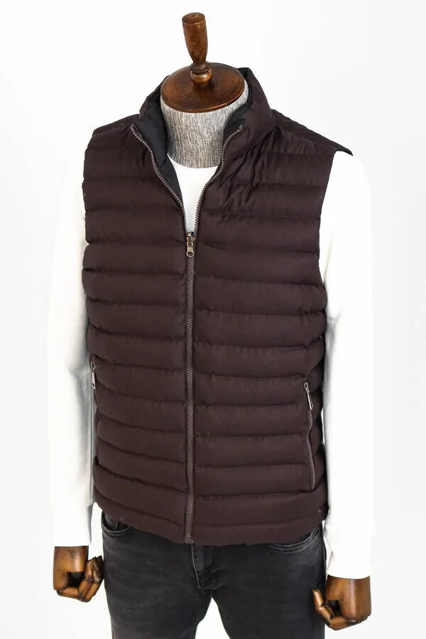 WSS Reversible Puffer Brown Men Down Vest  - Singen