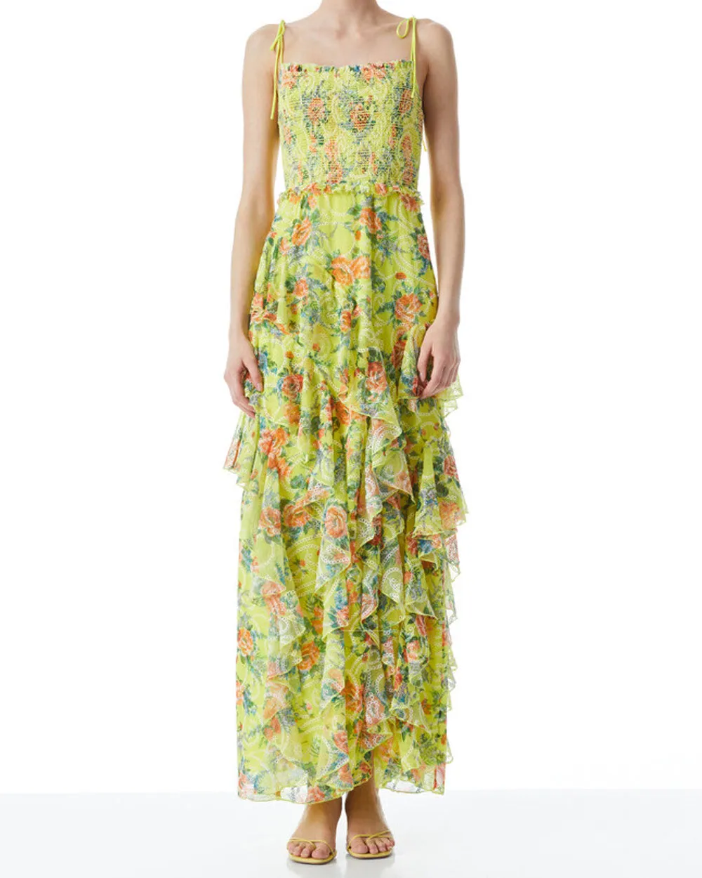 Yellow Floral Jocelyn Ruffle Maxi Dress