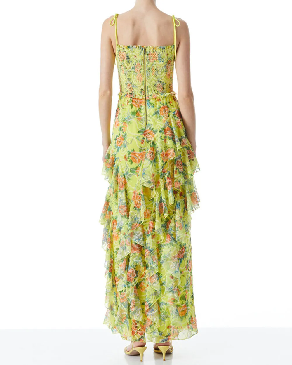 Yellow Floral Jocelyn Ruffle Maxi Dress
